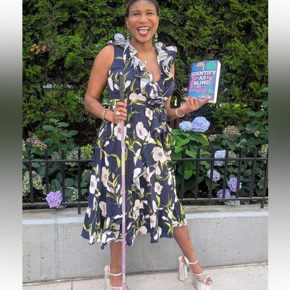 Gabrielle union XL fun ruffle wrap Floral Ruffle Sleeveless Dress